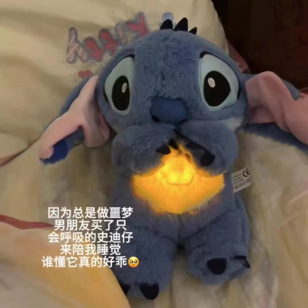 Music Lights Rhythmic Breathing Plush Toy Sleeping Musical Baby Stitch Breathing Toy Plush