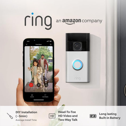 Battery Video Doorbell (2024 Release) | DIY Wireless Video Doorbell Camera I Head-To-Toe View, HD Video | Easy to Install (5 Min) | with Built-In Battery I 30-Day Free Trial of  Home